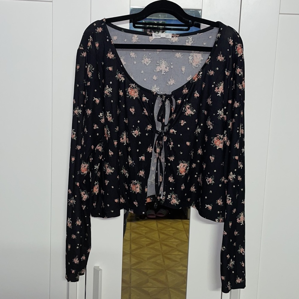 NWOT Ultra Flirt Midi Dress W/ Cardigan - Black Floral - Size 2X - Picture 5 of 7